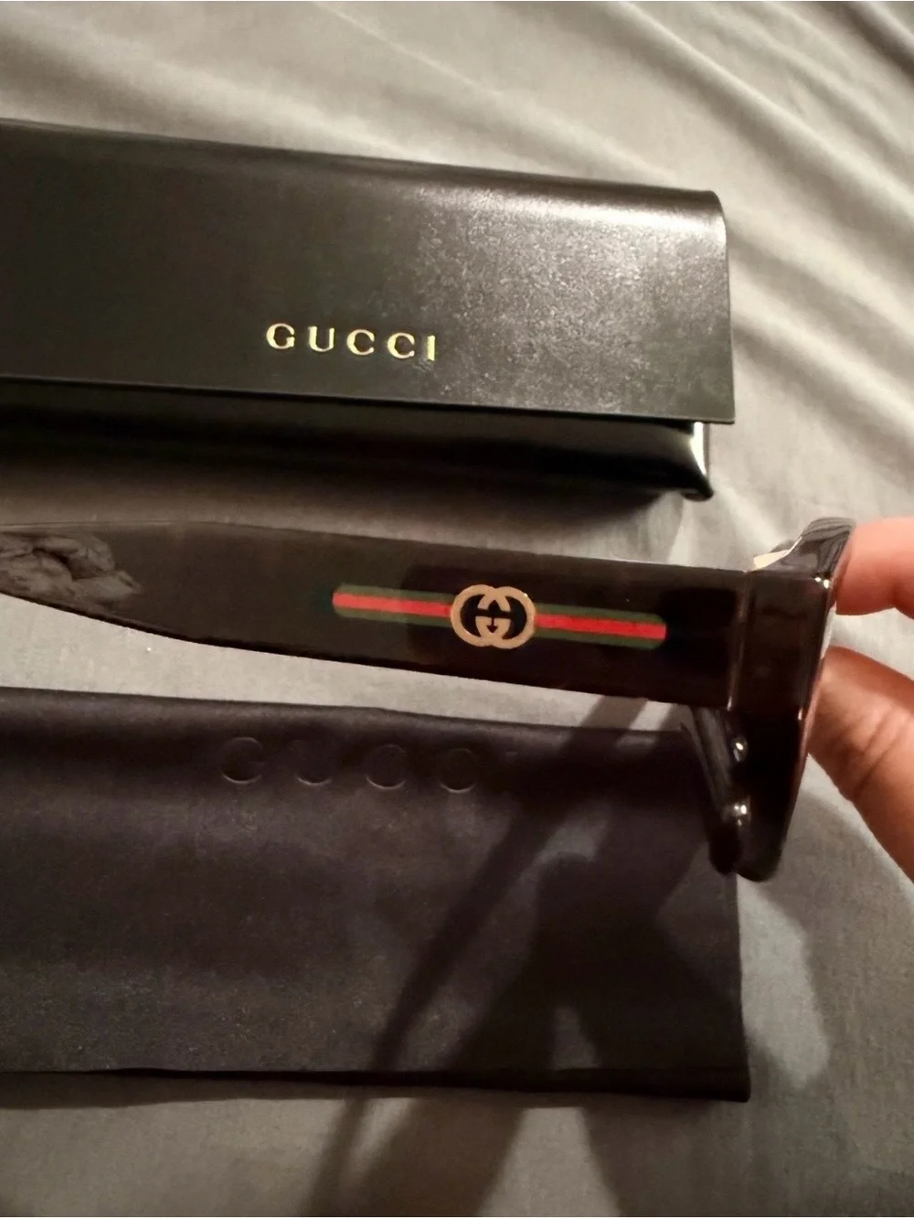 Authentic Gucci Black Cat-Eye Sunglasses with Dark Lenses